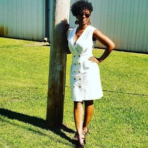 White Double Button Dress